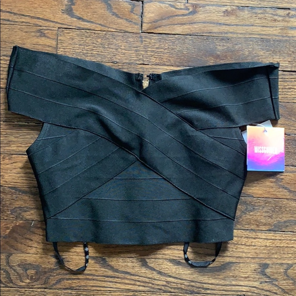 Misguided Bandage Bardot Crop Top Bralette